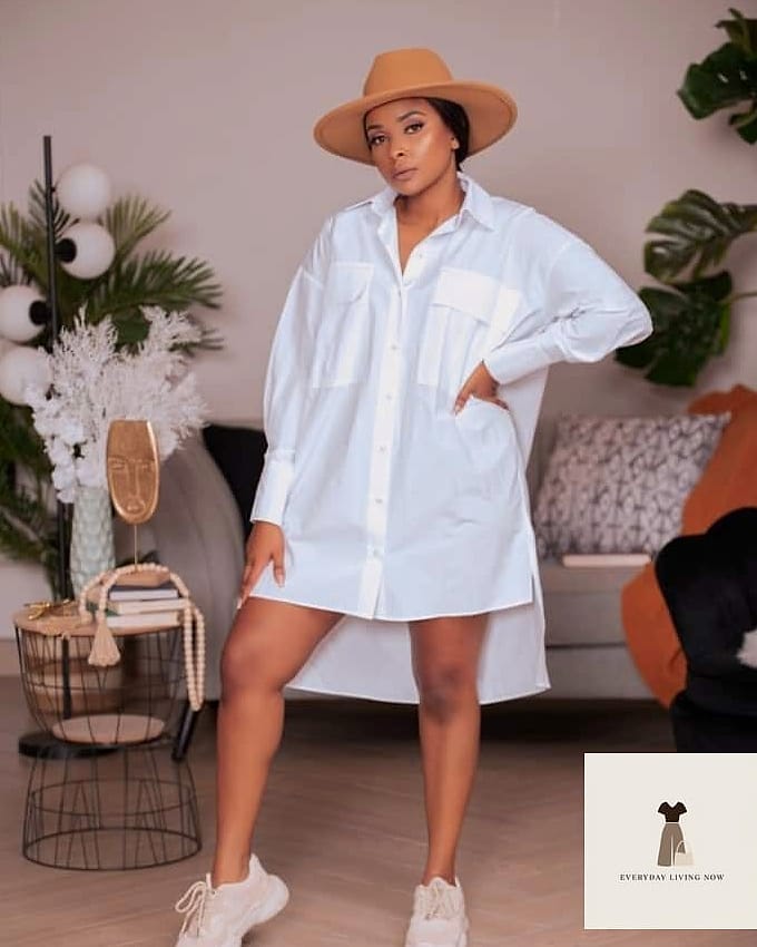 Oversized White Shirt as a Dress