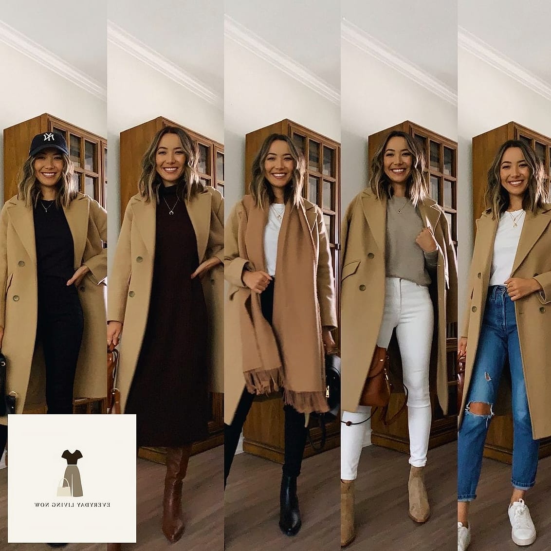 Oversized Wool Coat Over a Slip Dress