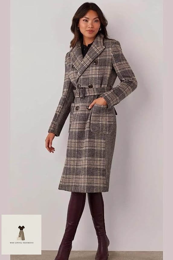 Plaid Coat and Straight-Leg Jeans