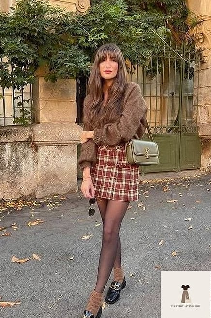 The Plaid Skirt and Chunky Knit Duo