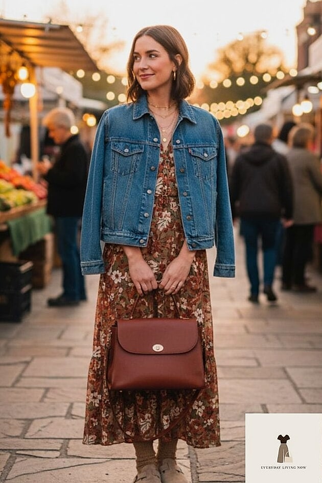 Printed Maxi Dress and a Denim Jacket