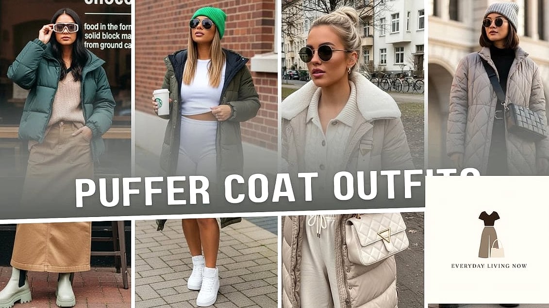 24 Cozy Outfit That Every Stylist Needs to See 25 Puffer Coat Over a Slip Dress With Tights