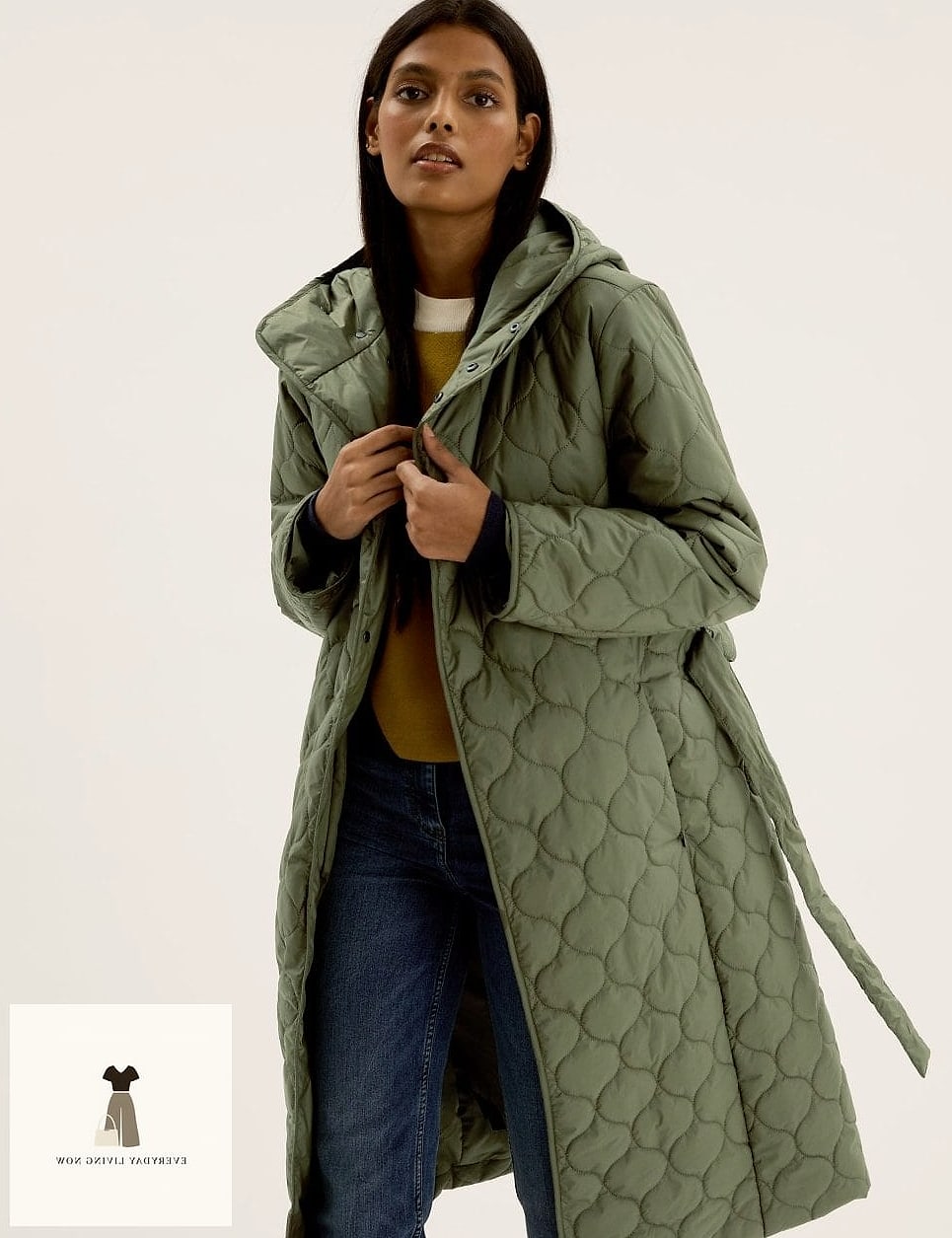 Quilted Coat and Wide-Leg Trousers