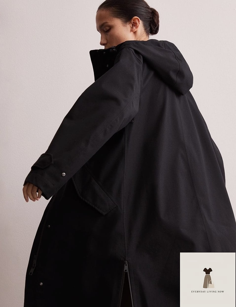 Raincoat and Chunky Sneakers