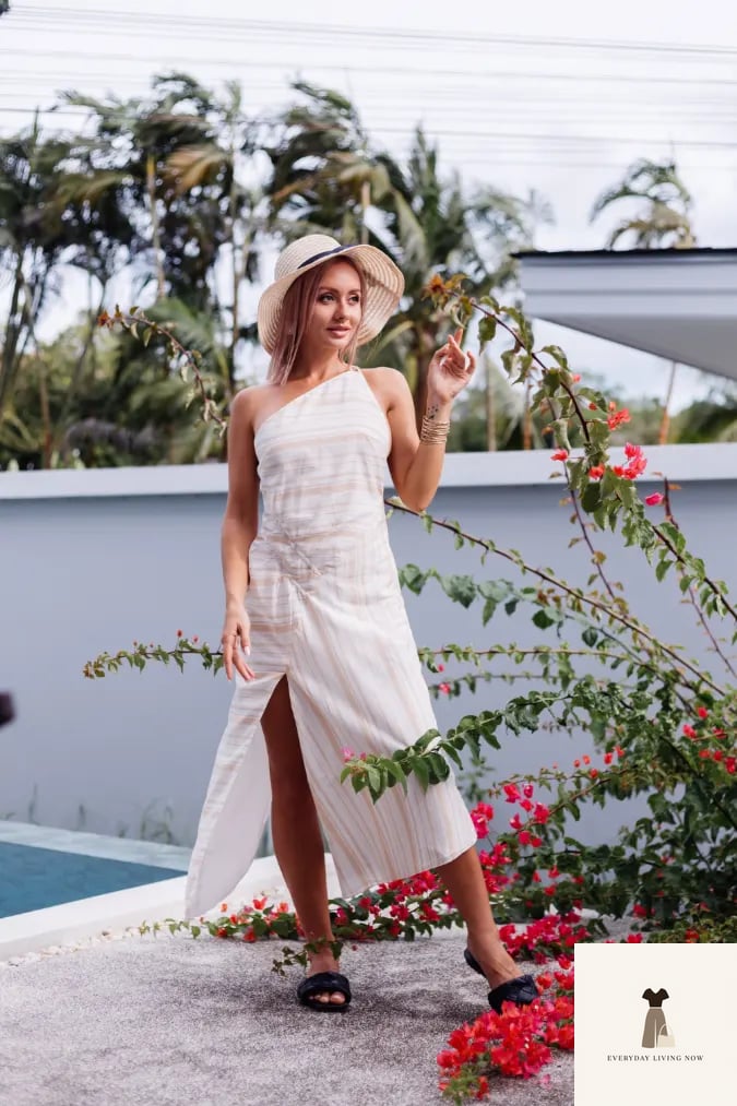 Relaxed Striped One Shoulder Dress