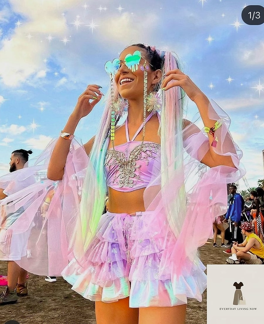 29 Rave Outfit That Are Trending Right Now 11 Rhinestone Fishnet Layered Look