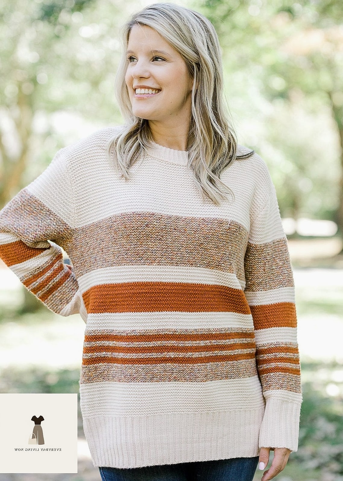 Rust Sweater with Wide-Leg Trousers