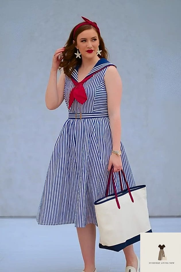 27 Easter Outfit That Will Transform Your Look 20 Seersucker Dress with Straw Hat