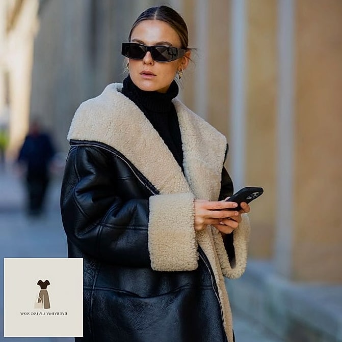 Shearling Coat and Straight-Leg Denim