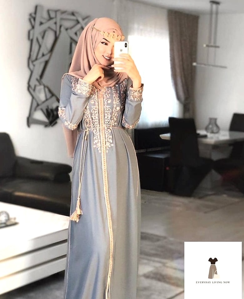 Simple Black Abaya With Silver Accents
