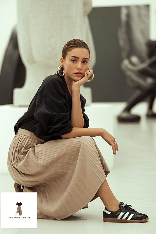 30 Samba Outfit That Will Make You Book Your Appointment Immediately 16 Skater Skirt and Zip-Up Hoodie