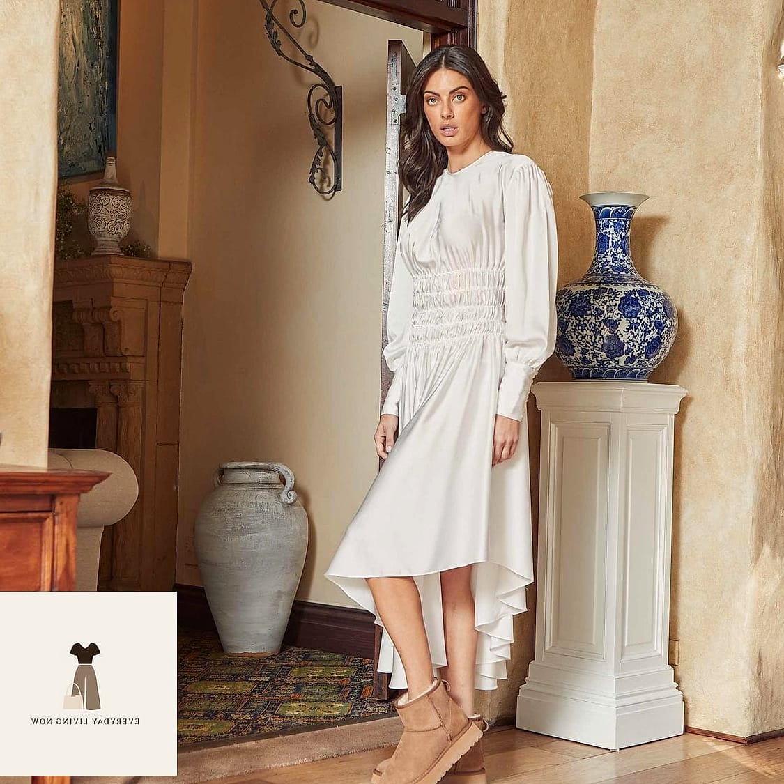 Slip Dress With Chunky Knit Cardigan