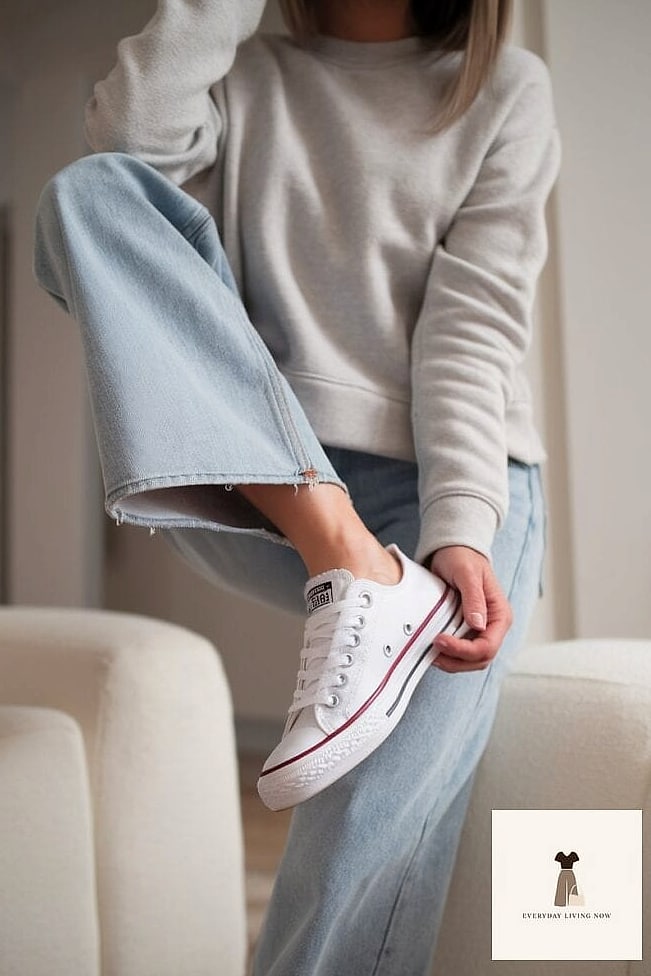 Straight-Leg Jeans and Striped Tee