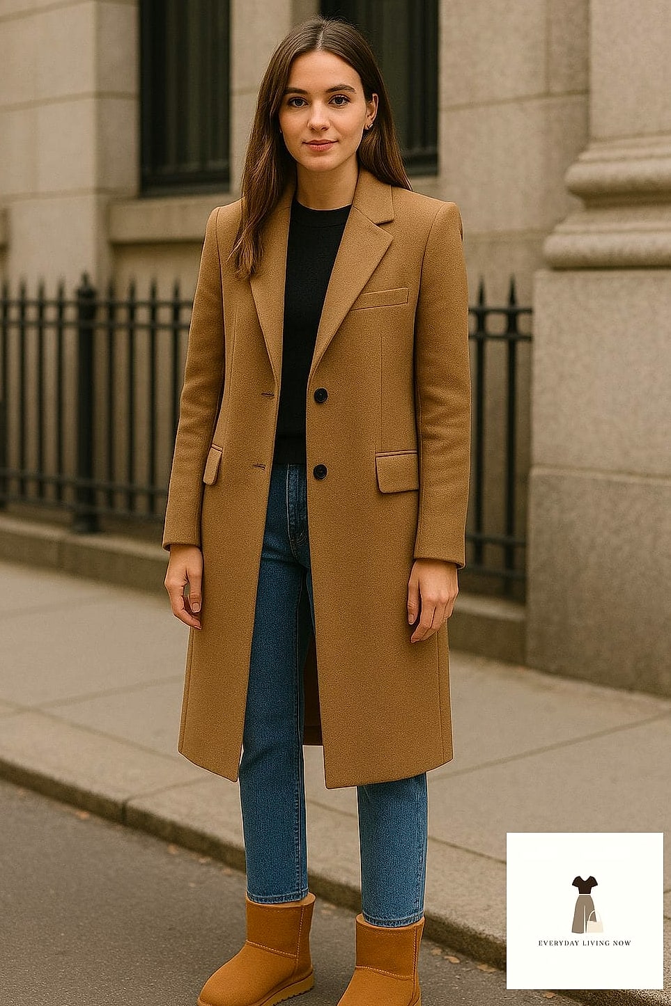 Straight-Leg Jeans Tucked Into Short Uggs