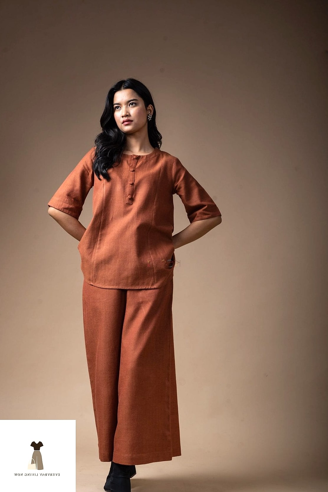 Straight-Leg Corduroy Pants with a Bodysuit Instead of the Matching Top