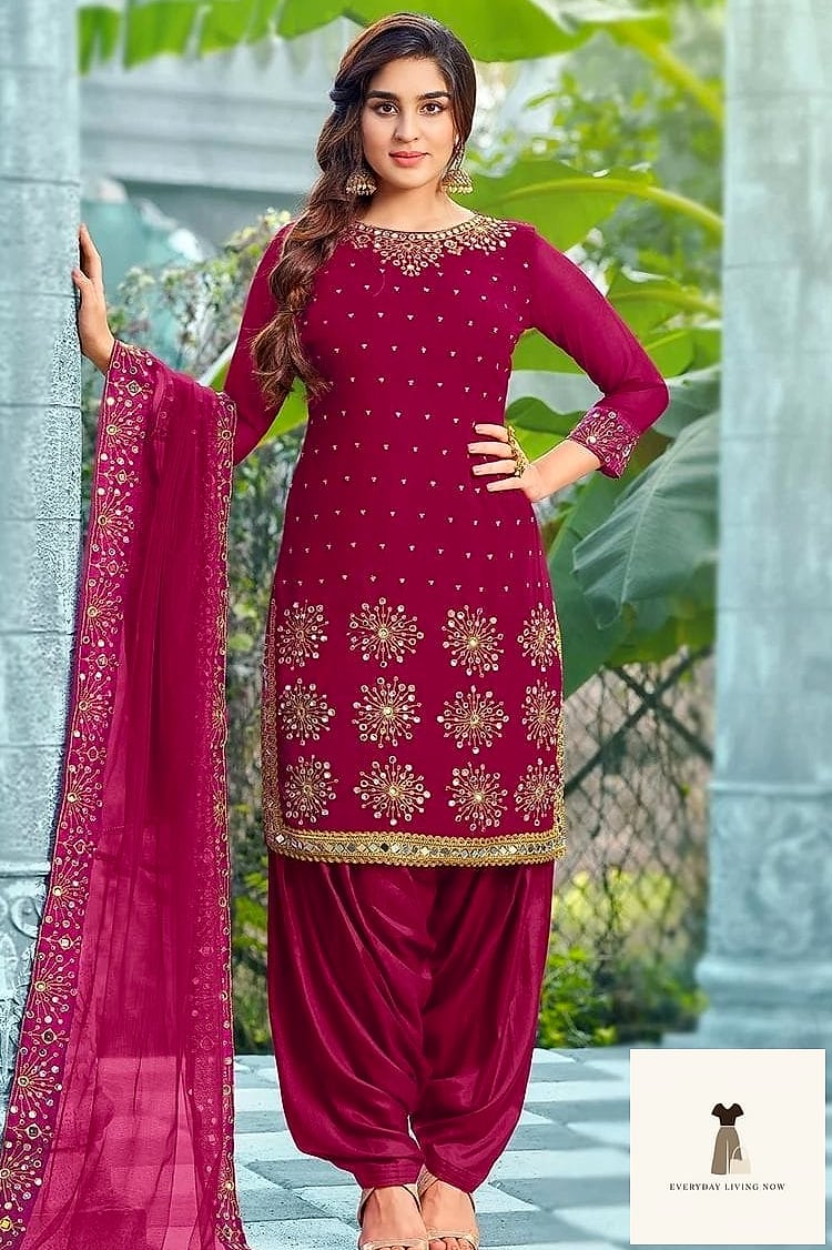 Traditional Salwar Kameez in Deep Plum