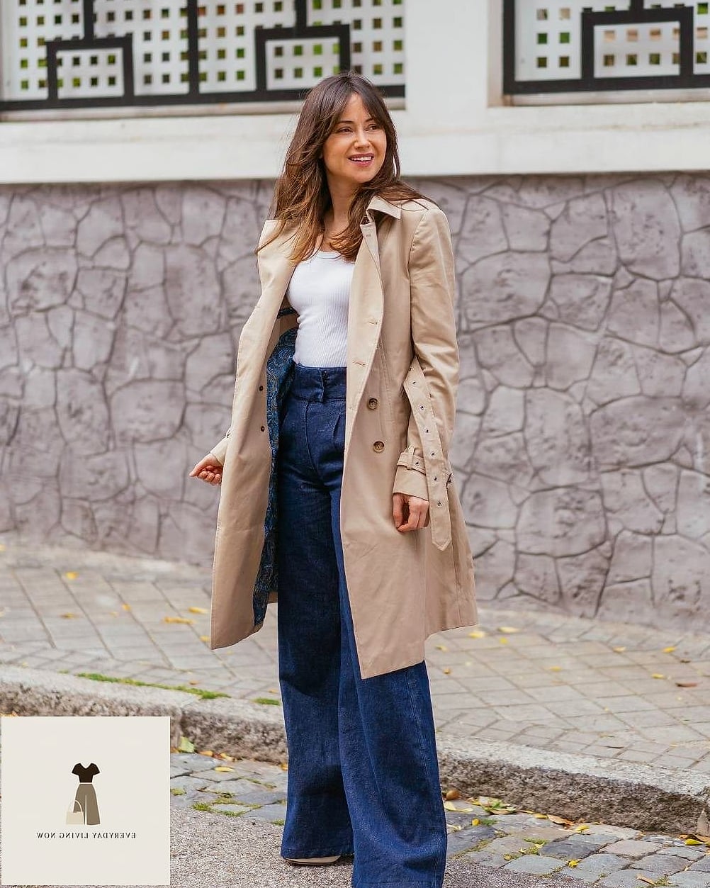 Trench Coat With Wide-Leg Denim