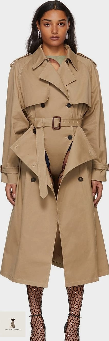 Trench Coat Over a Bodysuit and Wide-Leg Trousers