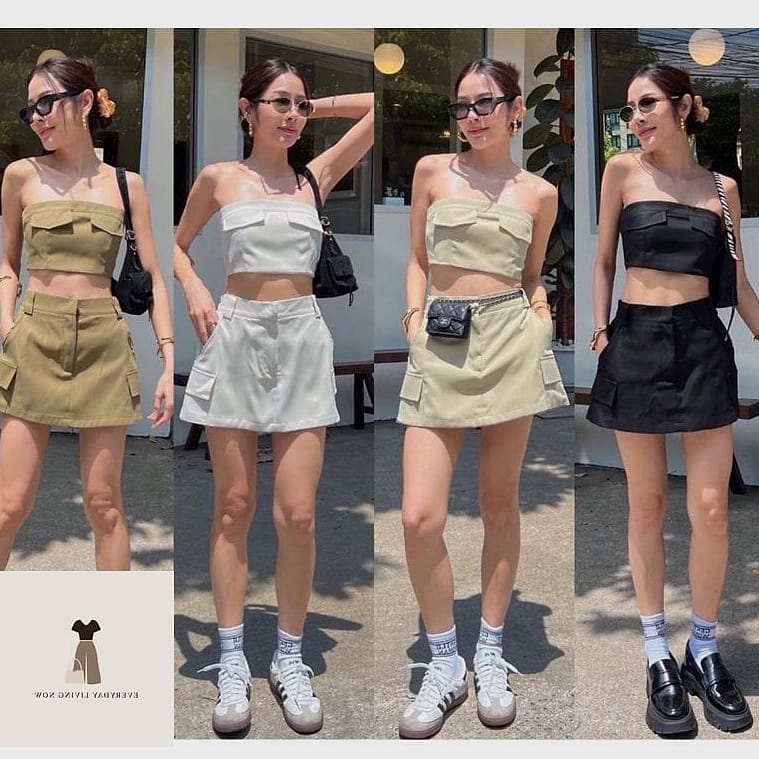 Tube Top With Cargo Pants for a Streetwear Edge