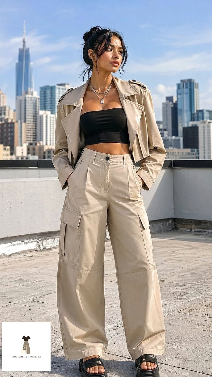 Tube Top and Trench Coat for Fall Transition