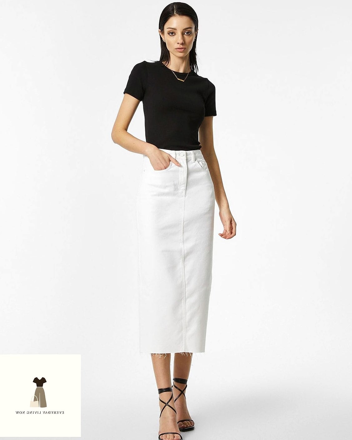 Tucked Into a Midi Skirt