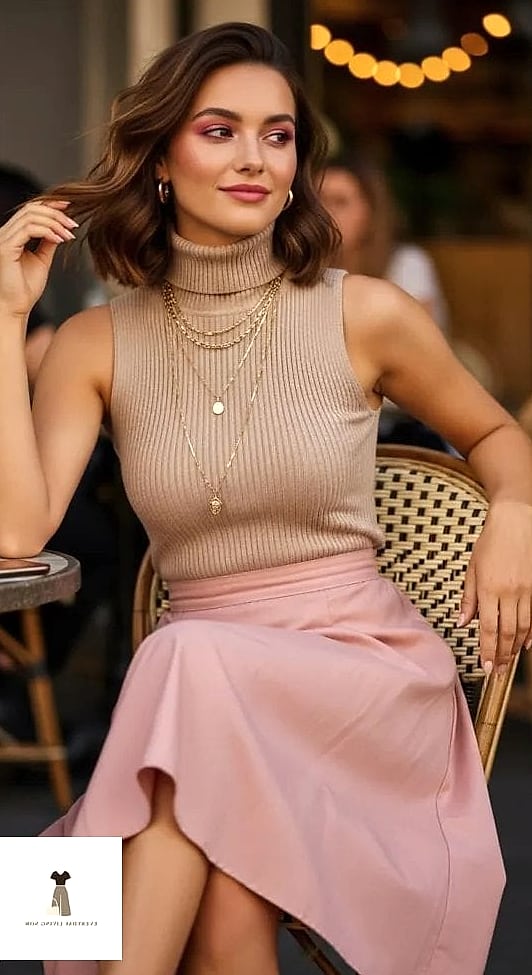 22 Outfit Casual That Every Stylist Needs to See 22 Turtleneck and Midi Skirt for Transitional Weather