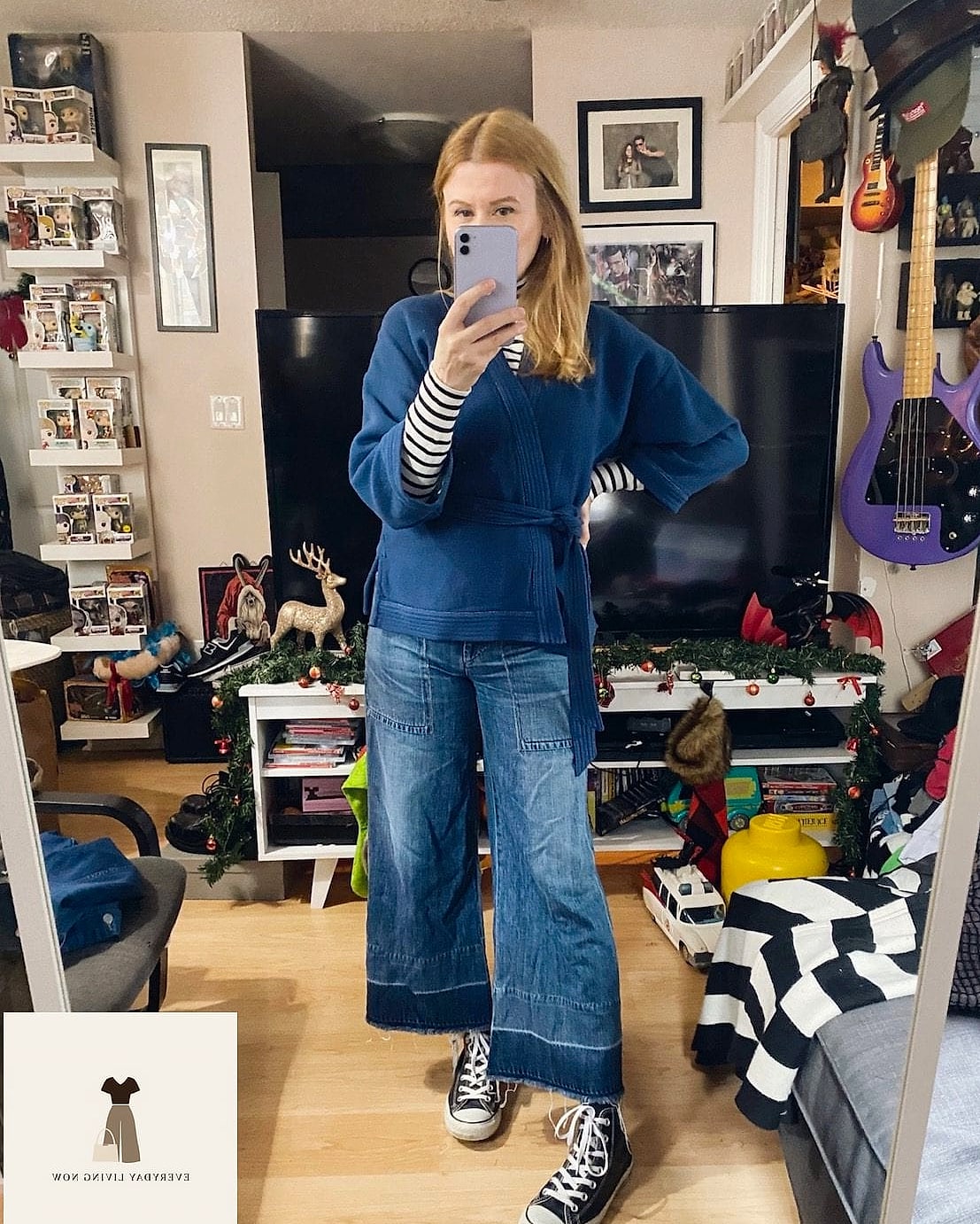 Turtleneck and Wide-Leg Trousers