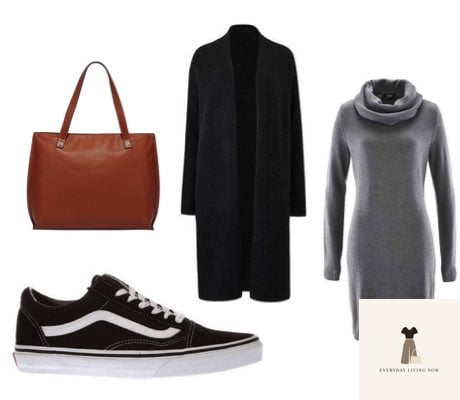 24 Vans Outfit You Need to Try Next 9 WEARING BLACK VANS WITH A JUMPER DRESS