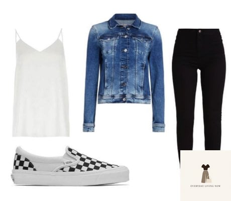 24 Vans Outfit You Need to Try Next 11 WEARING CHECKERBOARD VANS WITH DOUBLE DENIM