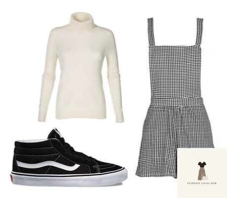 24 Vans Outfit You Need to Try Next 10 WEARING MID TOP VANS WITH CHECKED DUNGAREES