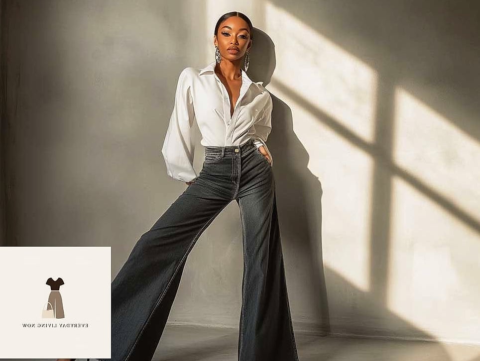 White Shirt with Wide-Leg Trousers