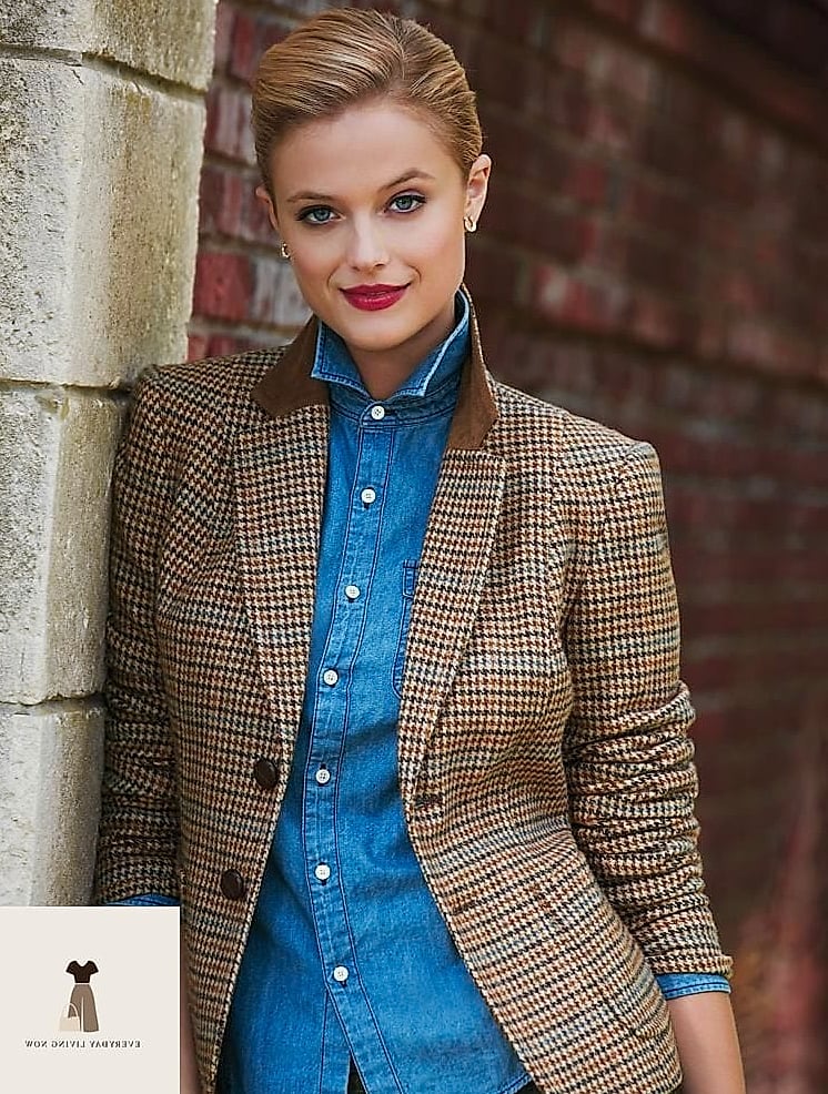 White Shirt and Houndstooth Blazer