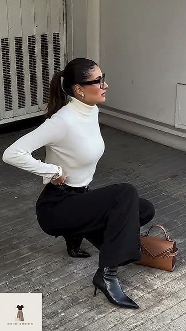 27 White Outfit That Are Breathtakingly Beautiful 11 White Turtleneck and Trouser Combo for Work