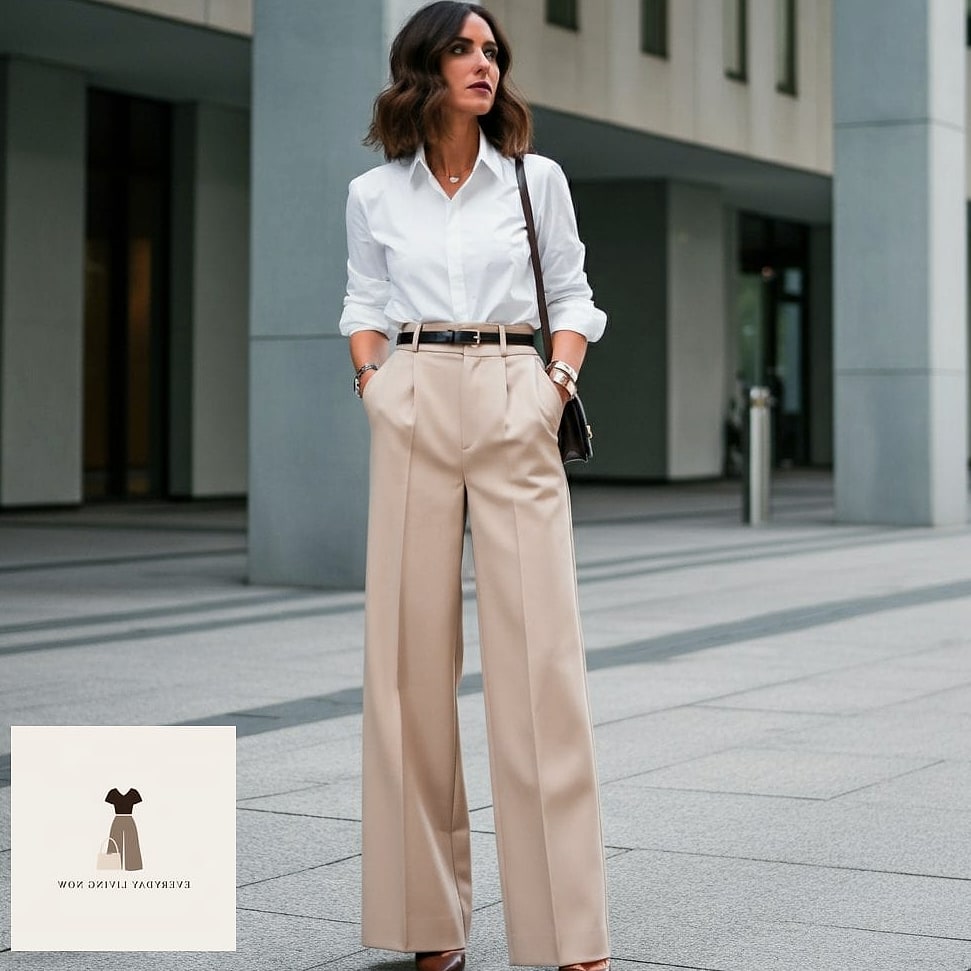 Wide-Leg Trousers with a Silk Camisole