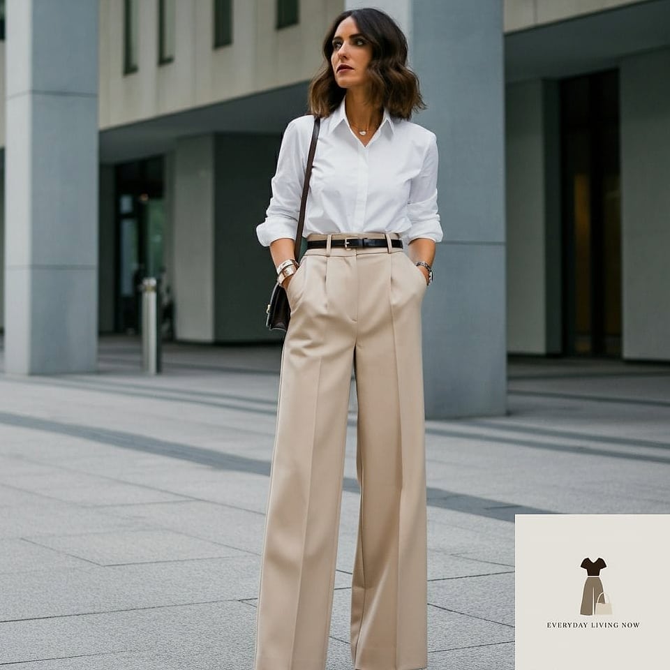 Wide-Leg Trousers and a Fitted Turtleneck