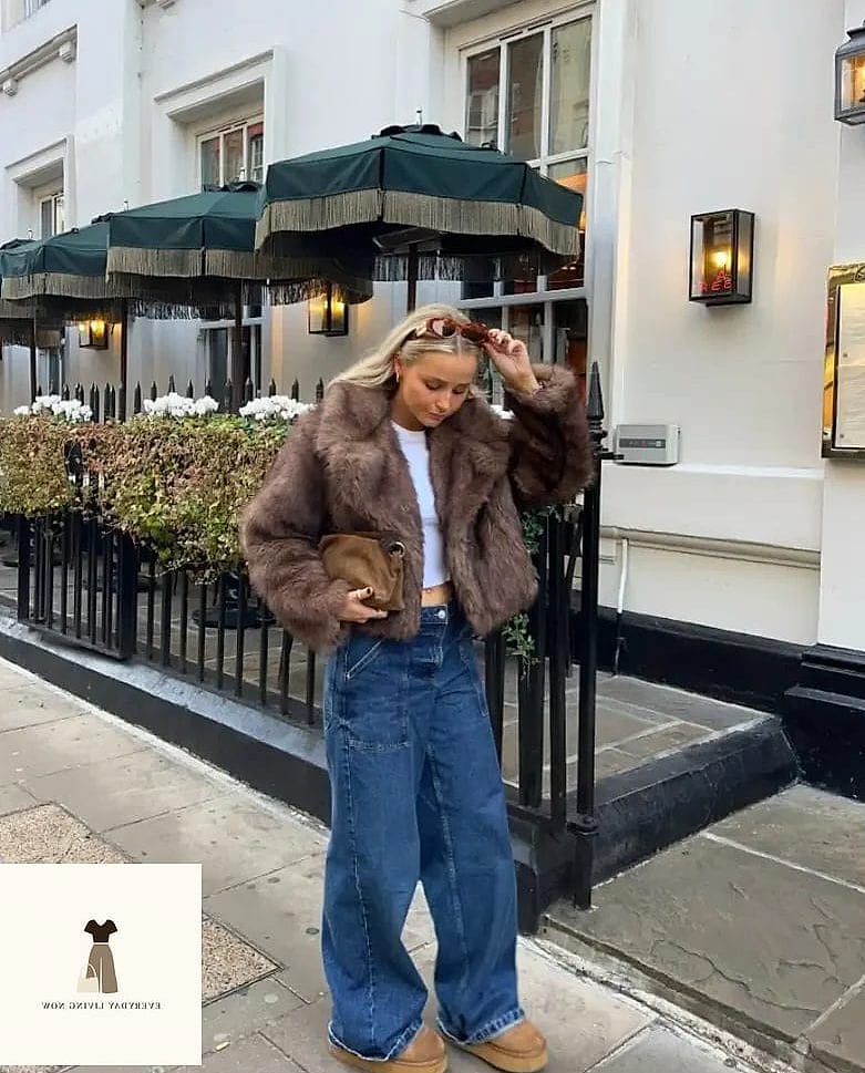Wide-Leg Trousers With Ankle-Height Uggs