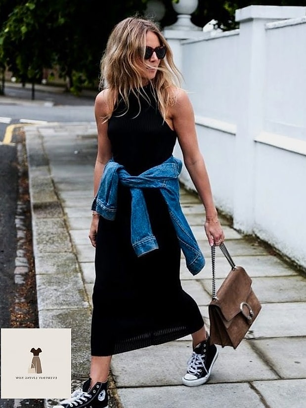 Wrap Dress with Low-Top Converse
