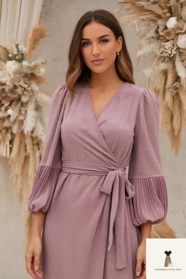 21 Outfit Winter That Are Dreamy and So Inspiring 16 Wrap Dress with Tights and Knee-High Boots