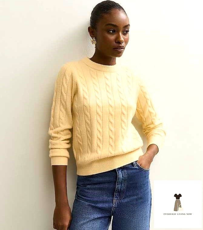 27 Yellow Outfit Every Style Lover Needs to See 18 Yellow Cable Knit Sweater With Plaid Pants